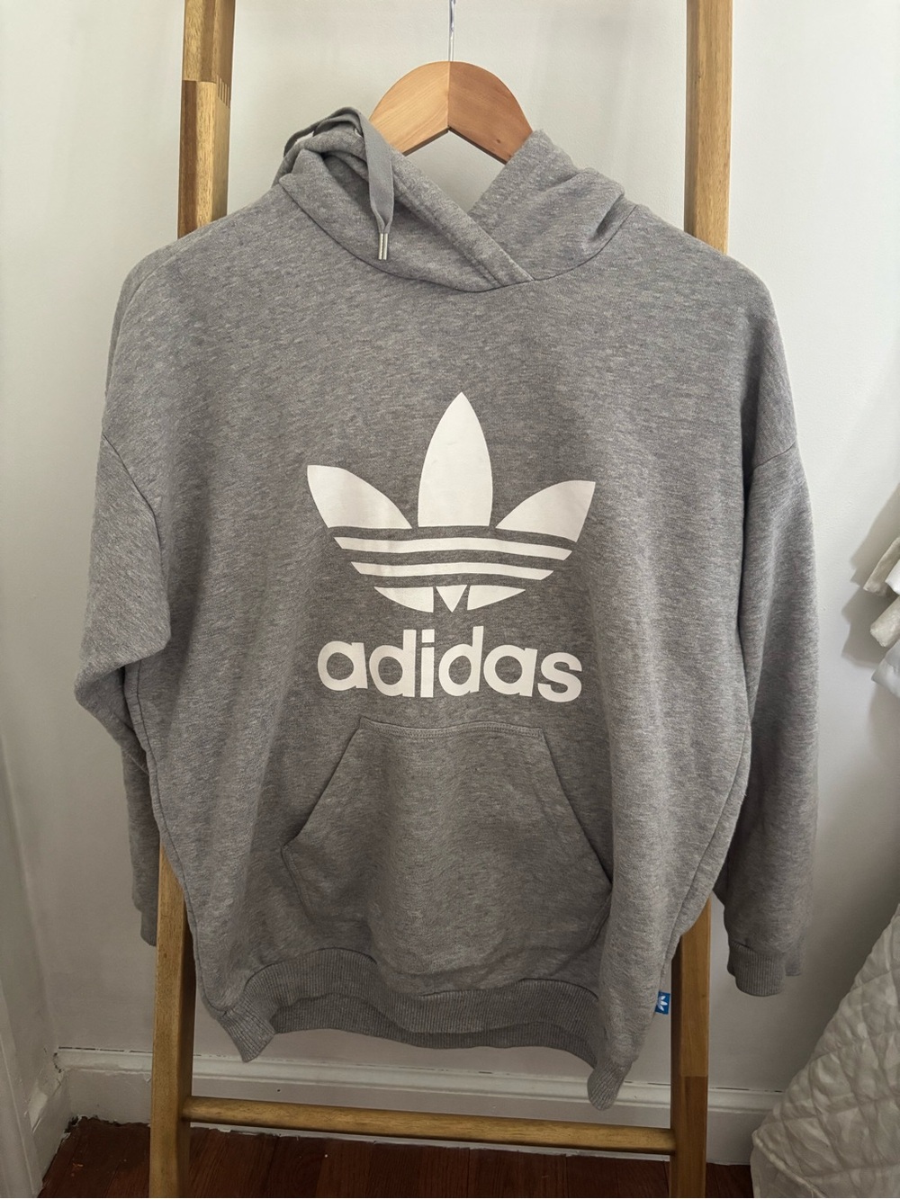 adidas Gray Hoodie with White Trefoil Logo